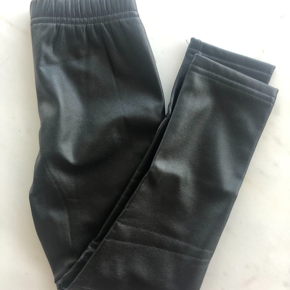 Girls Faux Black Winter Leggings SZ4